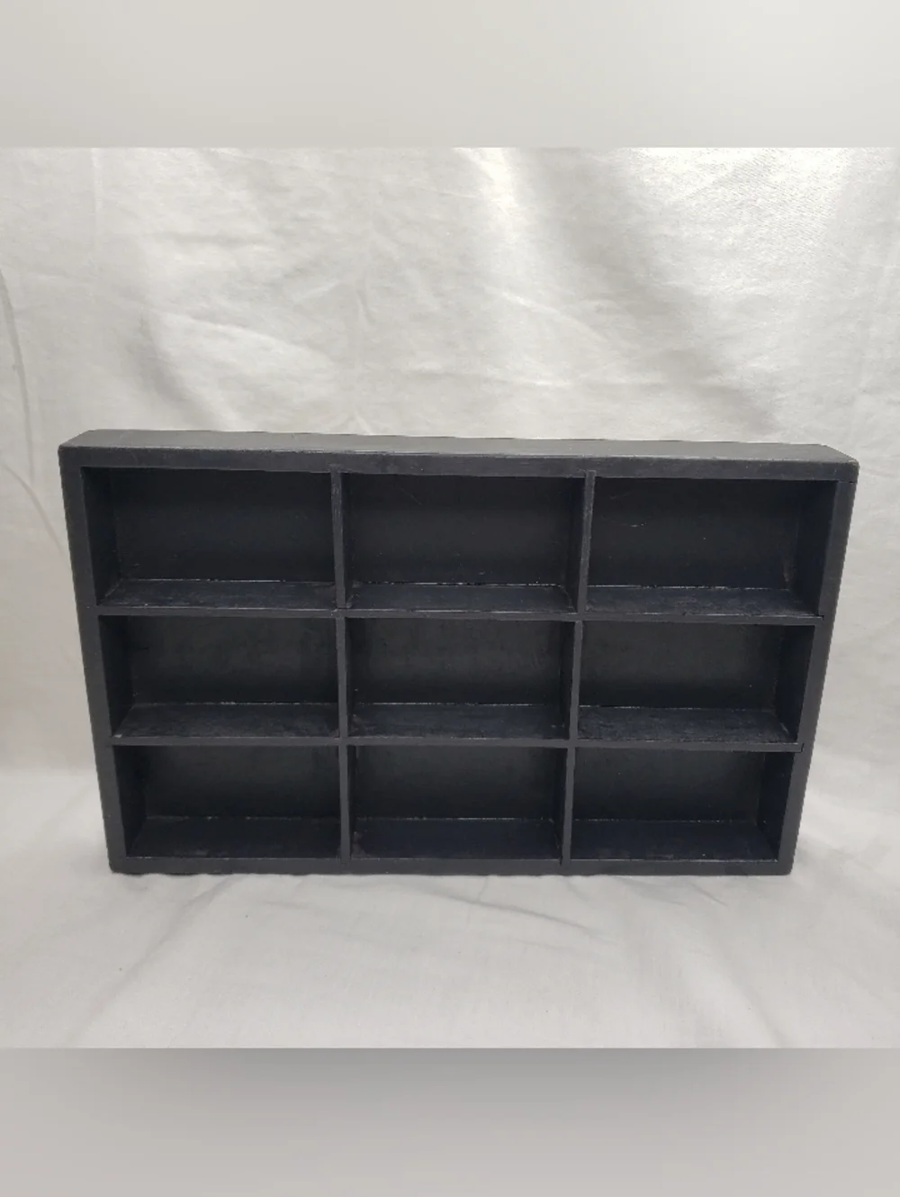 Upcycled Black Wooden Shadow Box Nine Cubbies